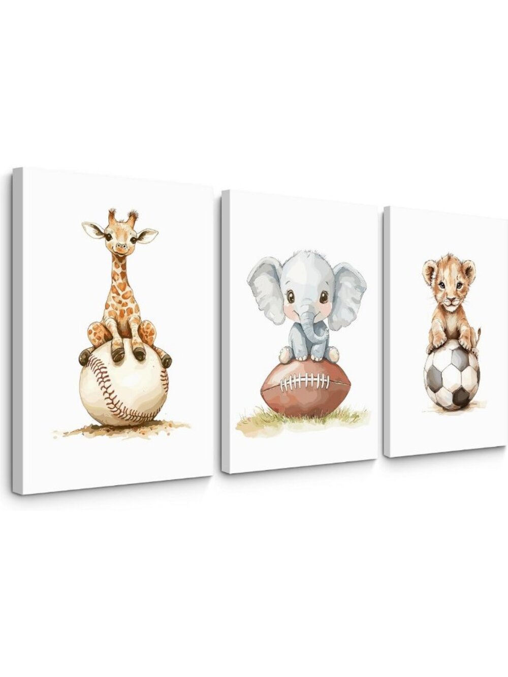 Safari Animal Wall Art for Kids Room | Jungle Nursery Decor | Cute Canvas Prints